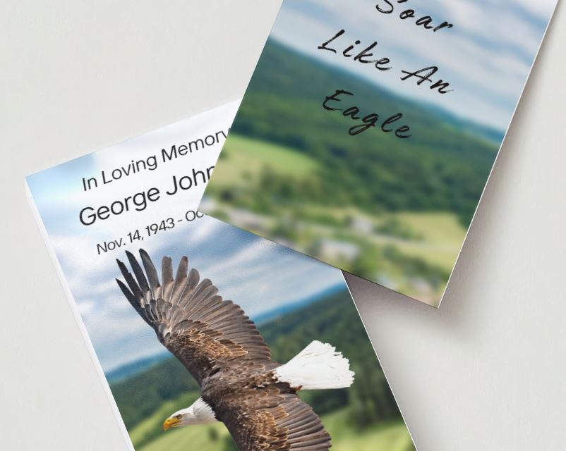 Eagle In Flight Memorial Cards - Funeral  Cards - Celebration of Life Cards