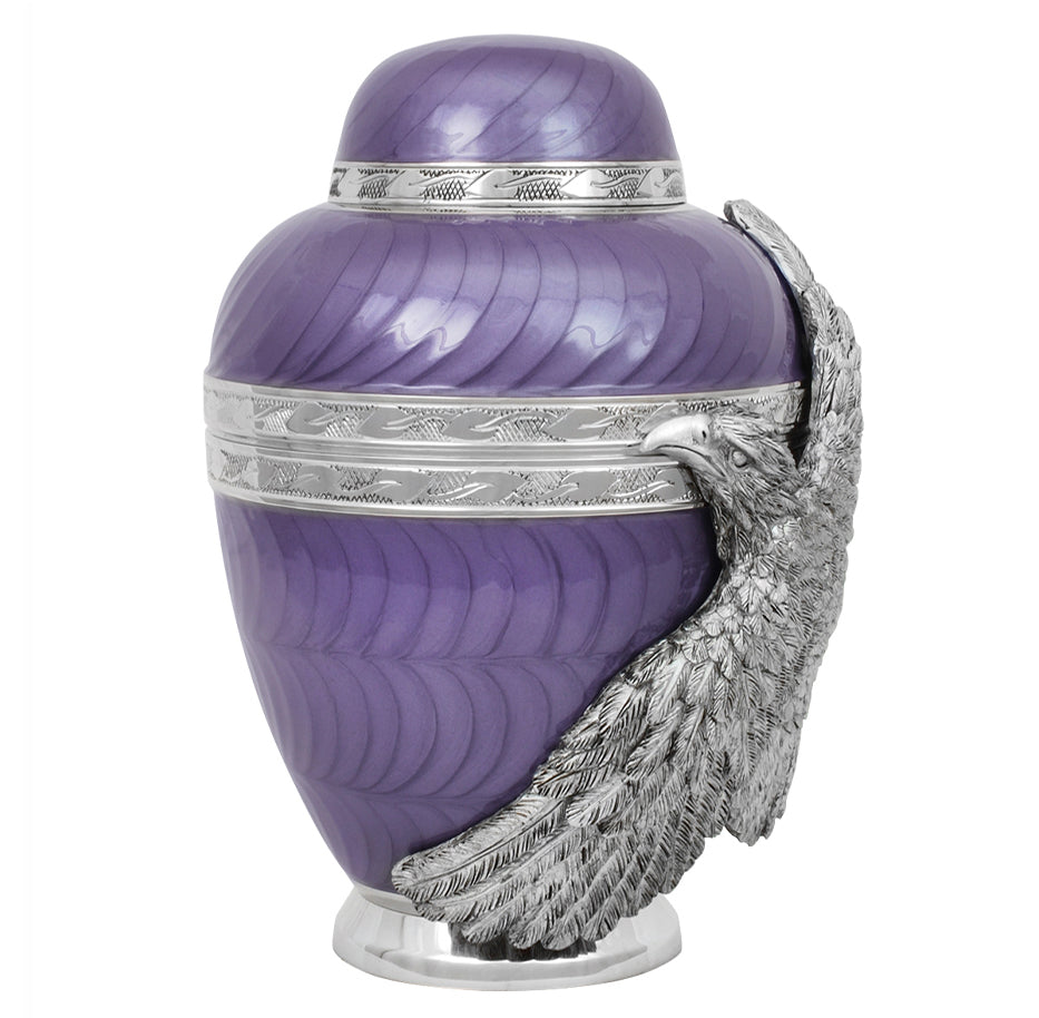 Soaring Eagle Lavender Adult Urn - Pro Laser Engraving - Burial Vault Option