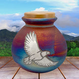 Eagle Raku Cremation Adult or Medium Urn - Personalization Option