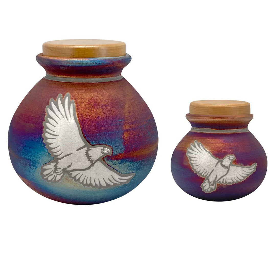 Eagle Raku Cremation Adult or Medium Urn - Personalization Option