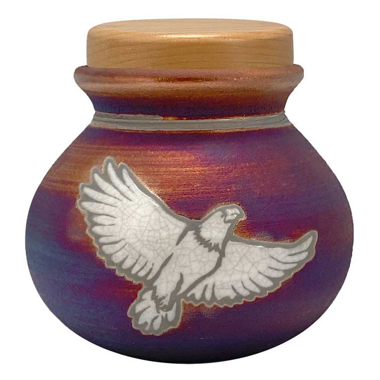 Eagle Raku Cremation Adult or Medium Urn - Personalization Option