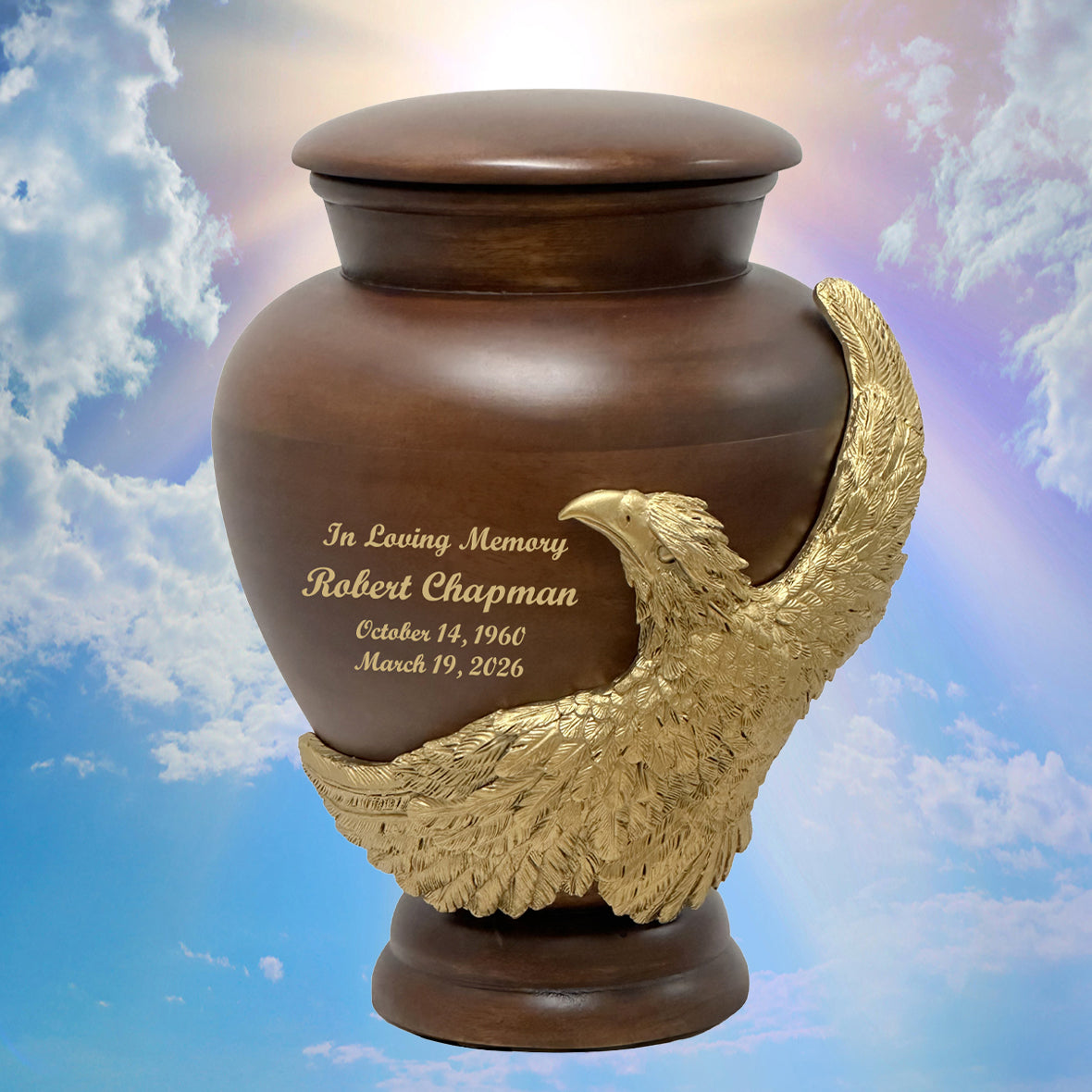 Eagle Wood Adult Sovereign Animal Cremation Urn