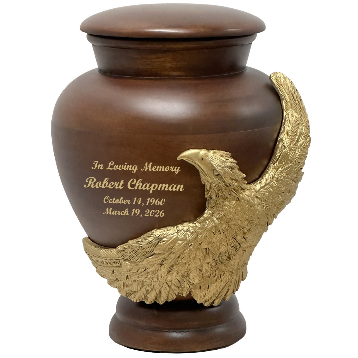 Eagle Wood Adult Sovereign Animal Cremation Urn