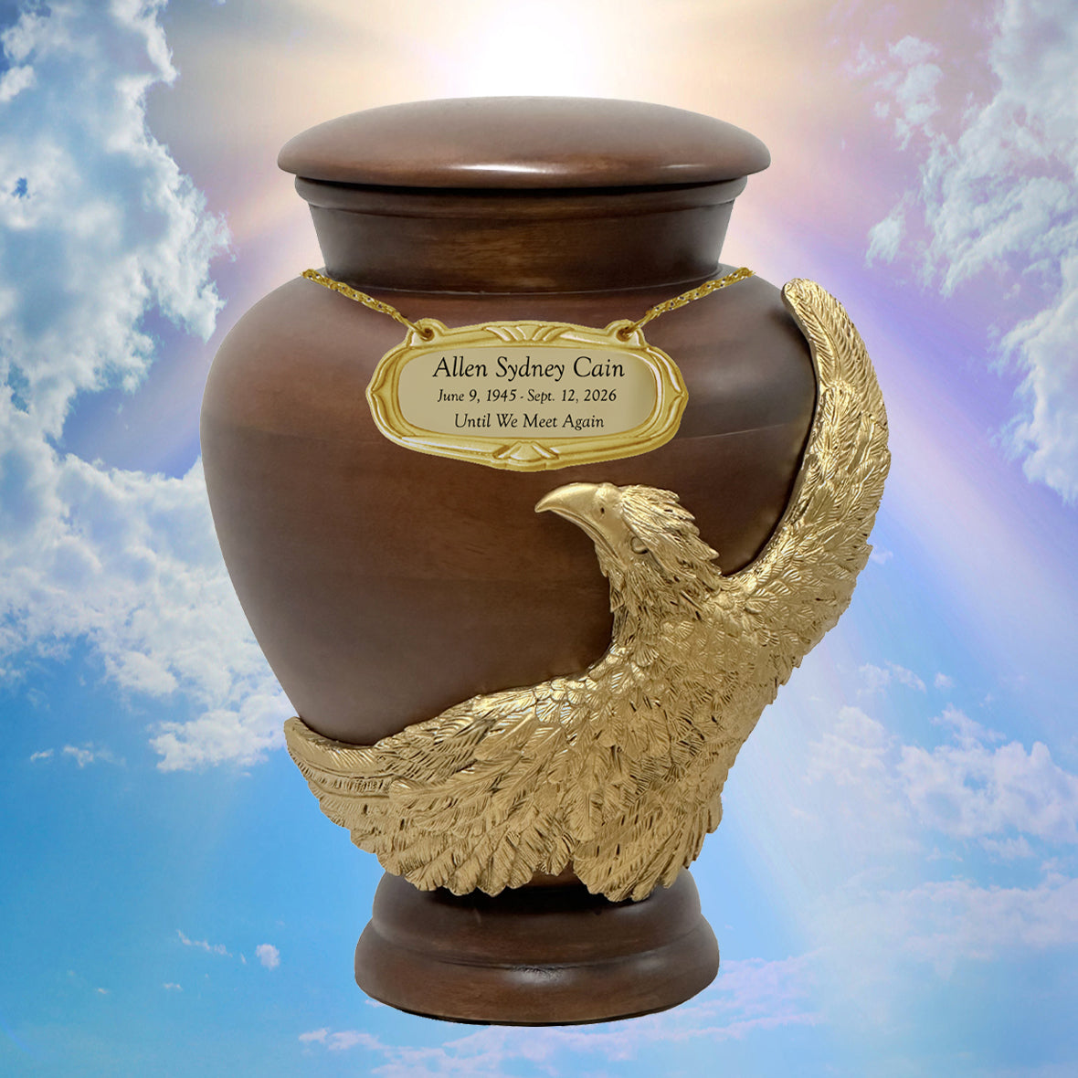 Eagle Wood Adult Sovereign Animal Cremation Urn