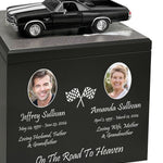 Race Track Companion Cremation Urn & 1970 Black Chevrolet El Camino SS Décor - With Photos