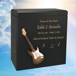 Electric Brown Guitar Wood Adult Cremation Urn - Miniature Guitar - Photo Option