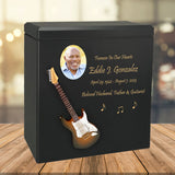 Electric Brown Guitar Wood Adult Cremation Urn - Miniature Guitar - Photo Option