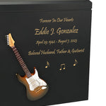 Electric Brown Guitar Wood Adult Cremation Urn - Miniature Guitar - Photo Option