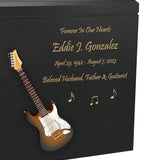 Electric Brown Guitar Wood Adult Cremation Urn - Miniature Guitar - Photo Option
