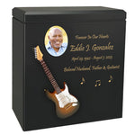 Electric Brown Guitar Wood Adult Cremation Urn - Miniature Guitar - Photo Option