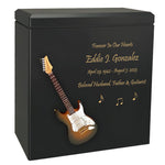 Electric Brown Guitar Wood Adult Cremation Urn - Miniature Guitar - Photo Option