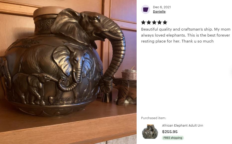 Safari Elephant Oversized Adult Cremation Urn