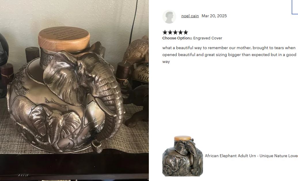 Safari Elephant Adult Cremation Urn