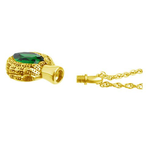 Emerald Winged Heart Gold Necklace Ash Urn - Love Charms™ Option 