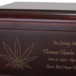 Marijuana Leaf Cremation Urn Engraved