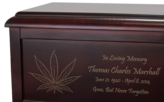Marijuana Leaf Cremation Urn Engraved