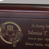 Claddagh & Shamrocks Cremation Urn Engraved