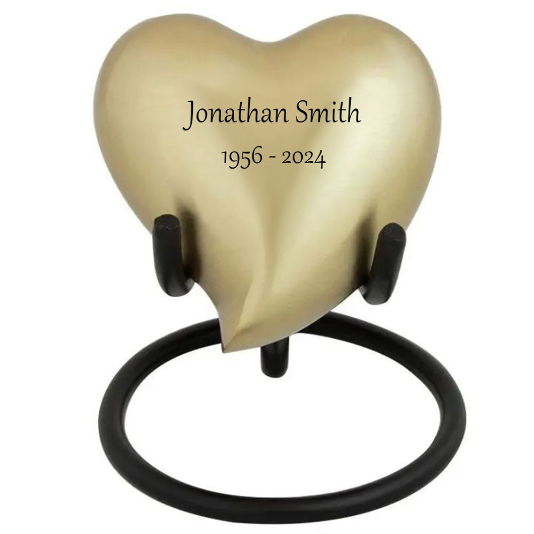 Eternal Golden Heart Keepsake Cremation Urn - Engraving Option