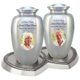 Eternal Love Pewter Photo Companion Urns Heart Base Urns for Mom And Dad Free Engraving