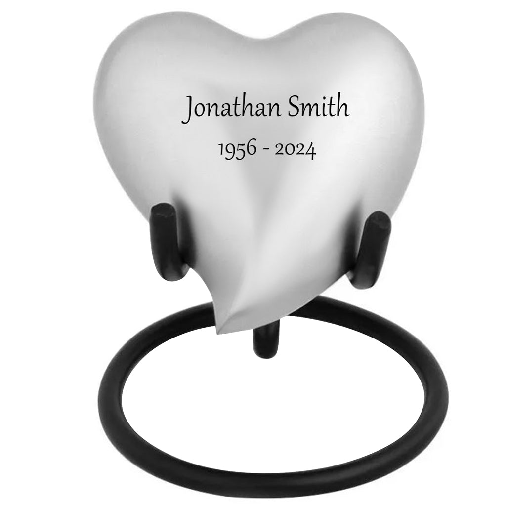Eternal Pewter Heart Keepsake Cremation Urn - Engraving Option