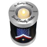 Veteran Flag Candle Cremation Urn - Military Flag Candle Urn - Engraving Available - LED Candle Included