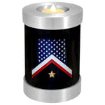 Veteran Flag Candle Cremation Urn - Military Flag Candle Urn - Engraving Available - LED Candle Included