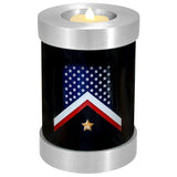 Veteran Flag Candle Cremation Urn - Military Flag Candle Urn - Engraving Available - LED Candle Included