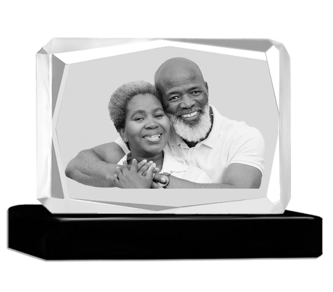 3D Ultra Faceted Rectangle Crystal Companion Wood Urn - For Two