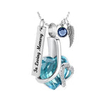 Elegant Aqua Heart Ash Jewelry Urn - Love Charms Option