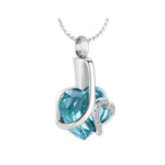 Elegant Aqua Heart Ash Jewelry Urn - Love Charms Option