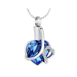 Elegant Deep Blue Heart Ash Jewelry Urn - Love Charms Option