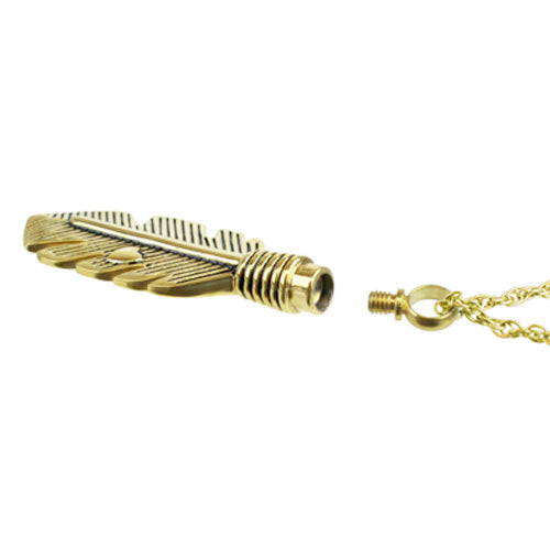 Feather Heart Gold Pendant Urn - Love Charms™ Option
