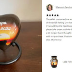 Lake Fishing Heart Keepsake Urn - Stand Option