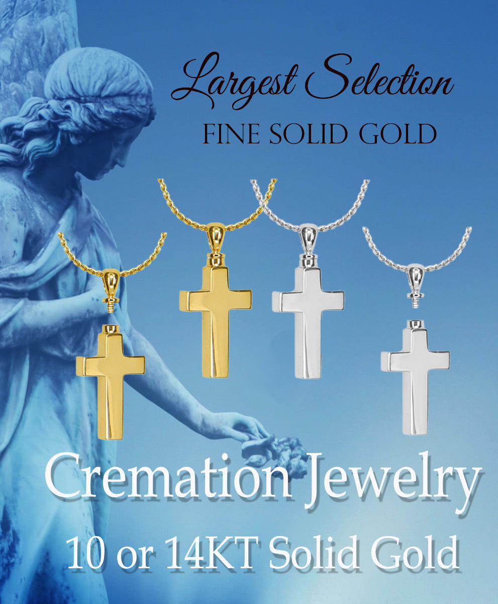 Men's Perfect Cross 10KT or 14KT Gold Cremation Jewelry Urn - ORDER NOW