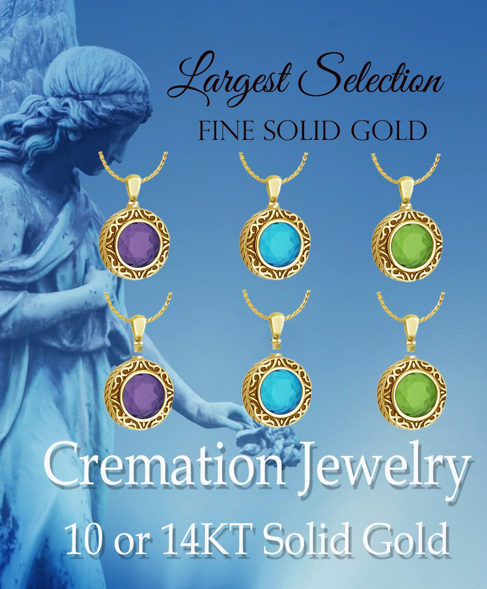 Amethyst 14KT Gold Cremation Jewelry - SHIPS NOW