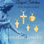 Memorial Cross 14KT Gold CZ Reversible Cremation Jewelry Urn - SHIPS NOW