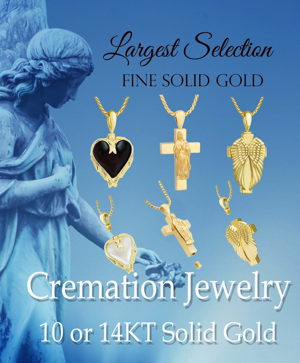 Onyx Mourning Heart 10KT or 14KT Gold Cremation Jewelry Urn - ORDER NOW