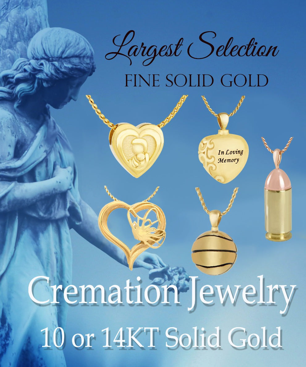 Mother And Child 10KT Gold Heart Cremation Jewelry Urn - ORDER NOW