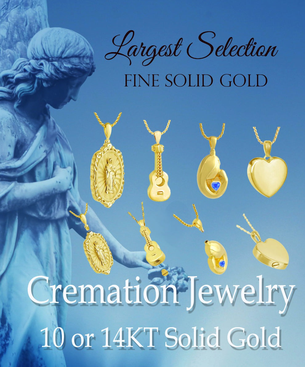 Mother and Child 10KT Gold Blue Crystal Jewelry Urn - ORDER NOW