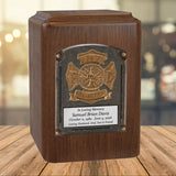 Major Sports & Fire Fighter Plaque Adult Wood Cremation Urns - Free Engraving