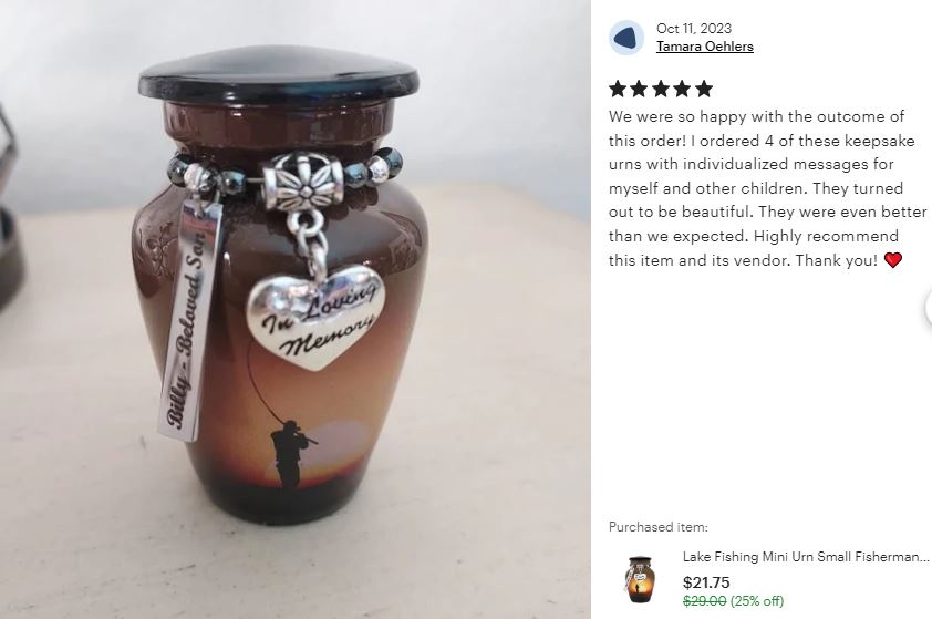 Lake Fishing Mini Urn - Love Charms® Option