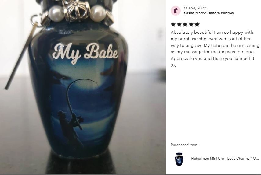 Fisherman Silhouette Keepsake Urn - Love Charms® Option