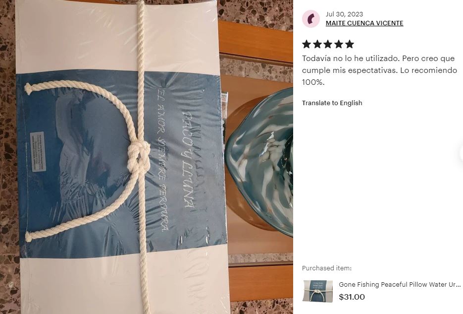 Fisherman Peaceful Pillow® Water Burial Cremation Urn - Biodegradable Burial At Sea Urn - Wide River Urn
