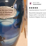 Fisherman Silhouette Medium or Adult Cremation Urn - Tribute Wreath™ - Pro Personalization - Burial Vault Option