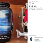 Fisherman Silhouette Medium or Adult Cremation Urn - Tribute Wreath™ - Pro Personalization - Burial Vault Option