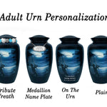Free Cremation Adult Urn - Shipping Fee Required - Choose Urn Engraving - Tribute Wreath Option 