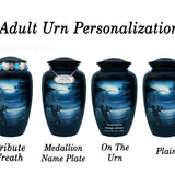 Free Cremation Adult Urn - Shipping Fee Required - Choose Urn Engraving - Tribute Wreath Option 