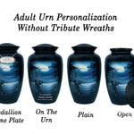 Fisherman Silhouette Medium or Adult Cremation Urn - Tribute Wreath™ - Pro Personalization - Burial Vault Option