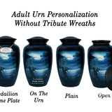 Fisherman Silhouette Medium or Adult Cremation Urn - Tribute Wreath™ - Pro Personalization - Burial Vault Option