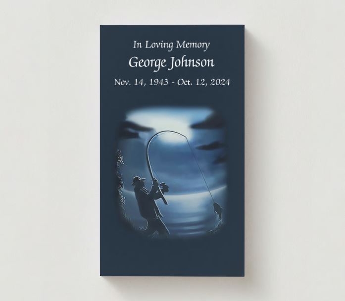 Fisherman Silhouette - Gone Fishin' Memorial Cards - Funeral  Cards - Celebration of Life Cards